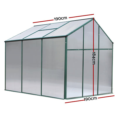 Greenfingers Greenhouse 1.9x1.9x1.83M Aluminium Polycarbonate Green House Garden Shed-1