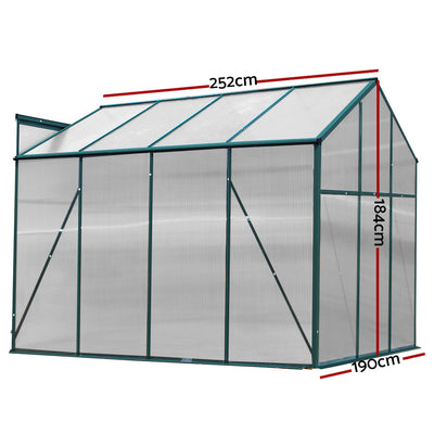 Greenfingers Greenhouse 2.52x1.9x1.83M Aluminium Polycarbonate Green House Garden Shed-1