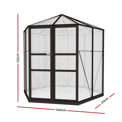 Greenfingers Greenhouse 2.4x2.1x2.32M Aluminium Polycarbonate Green House Garden Shed-1