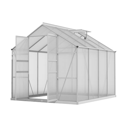 Greenfingers Greenhouse 2.42x2.5x2.26M Aluminium Double Doors Green House Garden Shed-0