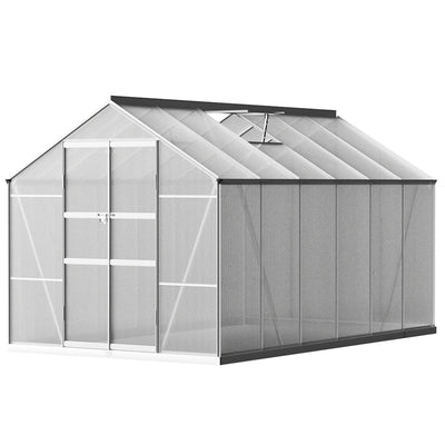 Greenfingers Greenhouse 3.7x2.5x2.26M Double Doors Aluminium Green House Garden Shed-0