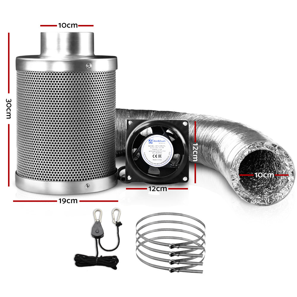 Greenfingers 4"Ventilation Kit Fan Hydroponics Grow Tent Kit Carbon Filter Duct,Greenfingers 4"Ventilation Kit Fan Hydroponics Grow Tent Kit Carbon Filter Duct-1