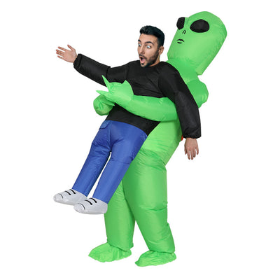 Inflatable Green Alien Costume Adult Suit Blow Up Party Fancy Dress Halloween Cosplay-0