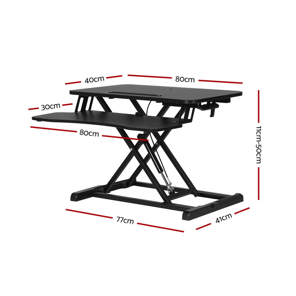 Artiss Standing Desk Riser Height Adjustable Black 80CM-1