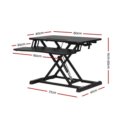 Artiss Standing Desk Riser Height Adjustable Black 80CM-1