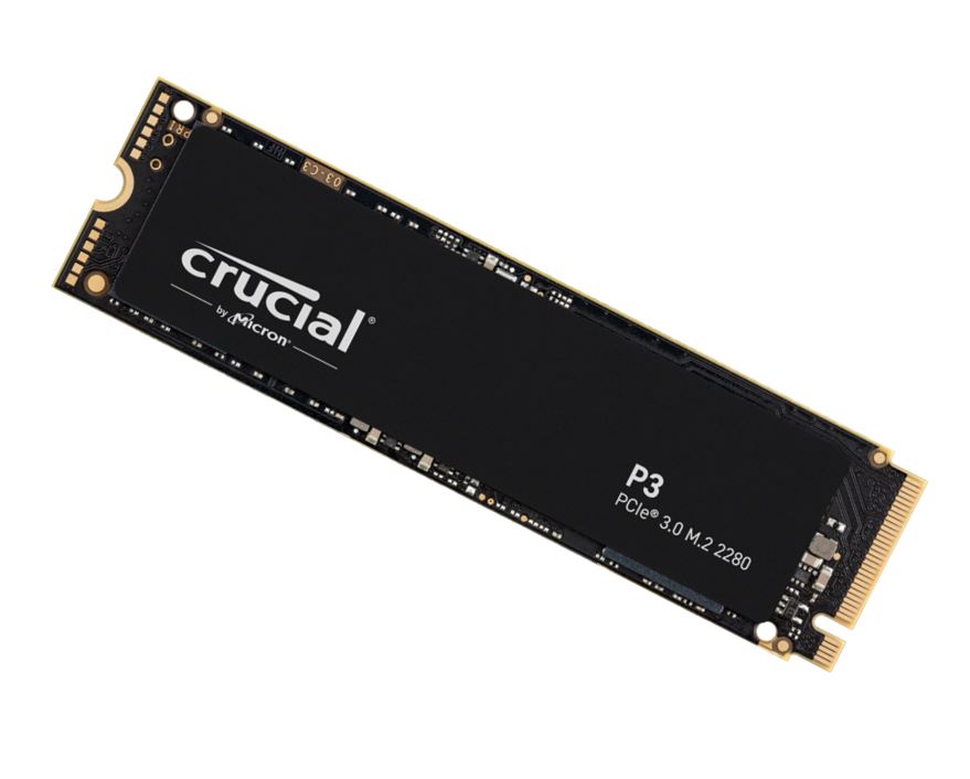 Crucial P3 500GB Gen3 NVMe SSD 3500/1900 MB/s R/W 110TBW 350K/460K IOPS 1.5M hrs MTTF Full-Drive Encryption M.2 PCIe3 5yrs-0