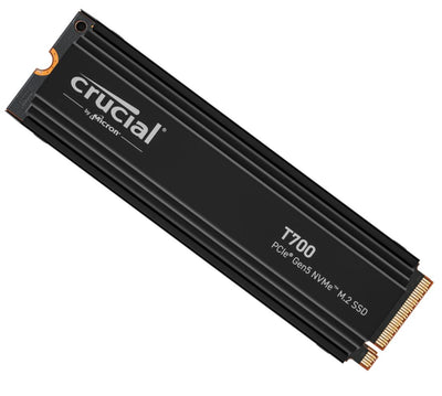 Crucial T700 2TB Gen5 NVMe SSD Heatsink - 12400/11800MB/s R/W 1200TBW 1500K IOPs 1.5M hrs MTTF with DirectStorage for Intel 13th Gen & AMD Ryzen 7000-0