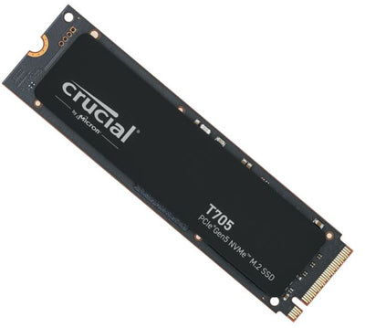 Crucial T705 2TB Gen5 NVMe SSD - 14500/12700 MB/s R/W 1200TBW 1550K IOPs 1.5M hrs MTTF DirectStorage for Intel 14th Gen & AMD Ryzen 7000-0