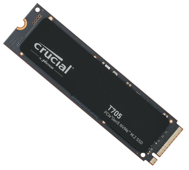 Crucial T705 4TB Gen5 NVMe SSD - 14100/12600 MB/s R/W 2400TBW 1500K IOPs 1.5M hrs MTTF DirectStorage for Intel 14th Gen & AMD Ryzen 7000-0