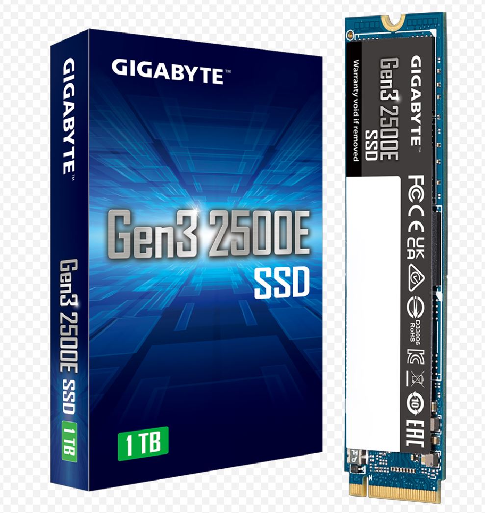 Gigabyte G3 2500E SSD 1TB M2 PCle 3.0x4 2400/1800 MB/s 130k/350Kl MTBF 1.5m hr Limited 3 years or 240TBW-0