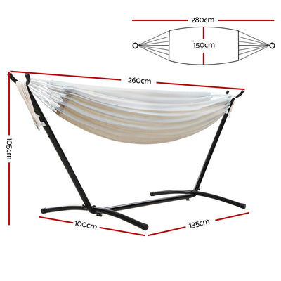 Gardeon Hammock Bed Camping Chair Outdoor Lounge Single Cotton with Stand-1