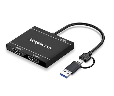 Simplecom DA327 USB 3.0 or USB-C to Dual HDMI Display Adapter for 2x 1080p Extended Screens-0