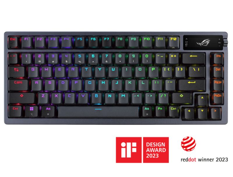 ASUS ROG AZOTH/NXSW/PBT (Snow Switch)  Gaming Keyboard, OLED Display, NX Snow Switch, 75 Keys, Tri-mode Connection,-0