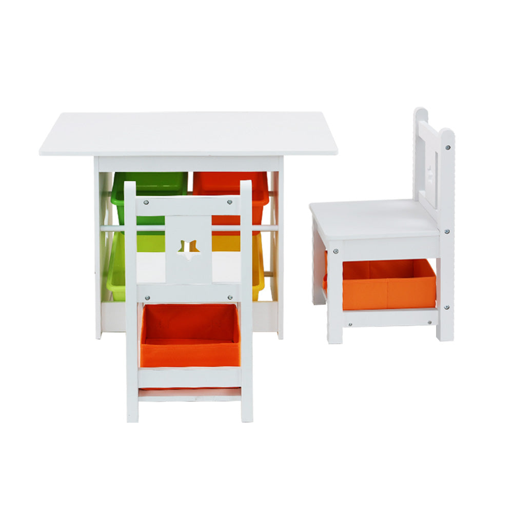 Keezi 3PCS Kids Table and Chairs Set Children Furniture Play Toys Storage Box-2