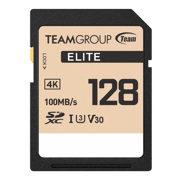 Team Group Elite SDXC UHS-I U3 High Speed Memory Card 128GB, R/W (Max) 100MB/s 50MB/s, V30-0