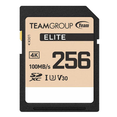 Team Group Elite SDXC UHS-I U3 High Speed Memory Card 256GB, R/W (Max) 100MB/s 50MB/s, V30-0