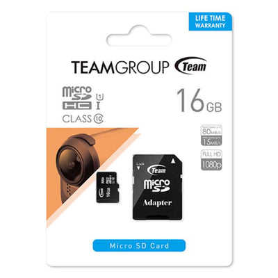 Team Group Micro SDHC 16GB Class10 UHS-I Retail W/1 Adapter  R/W (Max) 80MB/s 15MB/s-0