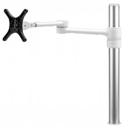 ATDEC Single Monitor Swing Arm on Post. Max load: 8kg (Flat), 5.5kg (curved). Up to 32&quot; screens. VESA 100x100. White-0