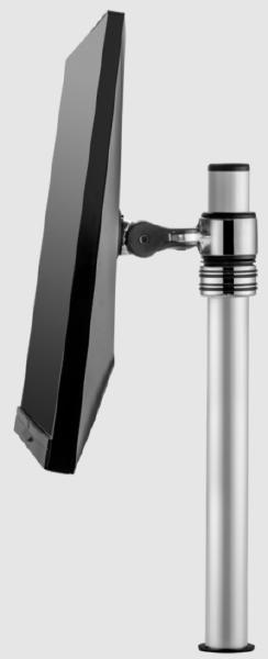 ATDEC Single Monitor Short Arm Mount on Post. Max load: 8kg. VESA up to 100x100. Polished Silver.-0