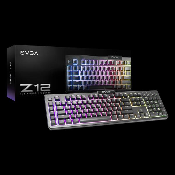 EVGA Z12 RGB Gaming Keyboard, RGB Backlit LED, 5 Programmable Macro Keys, Dedicated Media Keys, Water Resistant, 834-W0-12US-KR-0
