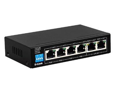 D-Link 6-Port Unmanaged PoE Switch with 4 PoE RJ45 and 2 Uplink RJ45 Ports-0