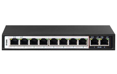 D-Link 10-Port Unmanaged PoE Switch with 8 PoE RJ45 and 2 Uplink Ports-0