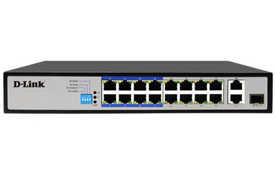 D-Link 18-Port Unmanaged PoE Switch with 16 PoE RJ45 and 2 Uplink Ports-0