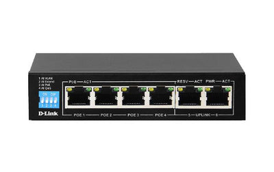 D-Link 6-Port Gigabit PoE Switch with 4 RJ45 PoE and 2 Uplink Ports-0