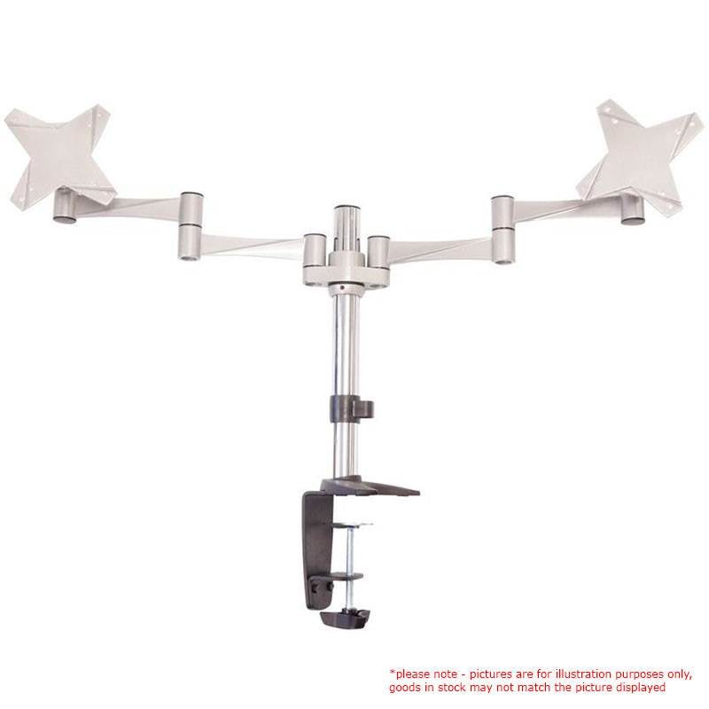 Astrotek Dual Monitor Arm Desk Mount Height Adjustable Stand for 2x LCD Display 23.8' 24' 27' 8kg 30° Tilt 180° Swivel 360° Pivot VESA 75x75 100x100-0