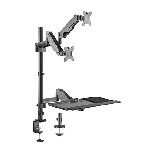 Brateck Gas Spring Sit-Stand Workstation Dual Monitors Mount Fit Most 17'-32' Moniters Up to 8kg per screen, 360° Screen Rotation-0