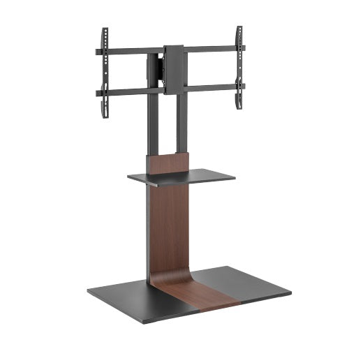 Brateck Heavy-Duty Modern TV Floor Stand With Equipment Shelf For most 45'-90“ TVs( Walnut colour) (LS)-0