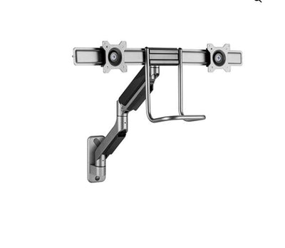 Brateck Fabulous Wall Mounted  Gas Spring Dual Monitor Arm 17'-32',Weight Capacity (per screen)9kg(Black) (LS)-0