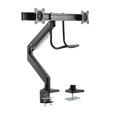 Brateck Dual Monitors Aluminum Heavy-Duty Gas Spring Monitor Arm with Handle Fit Most 17‘-32’ Monitors Up to 8kg per screen VESA 75x75/100x100(LS)-0