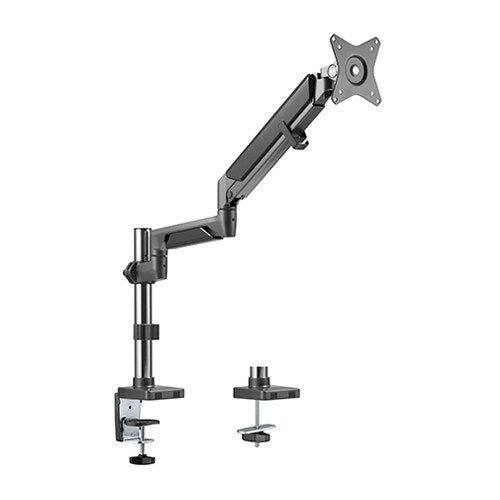 Brateck Single Monitor Pole-Mounted Epic Gas Spring Aluminum Arm Fit Most 17'-32' Monitors, Up to 9kg per screen VESA 75x75/100x100 Space Grey-0