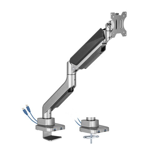 Brateck Single Monitor Economy Heavy-Duty Gas Spring Monitor Arm with USD3.1 Ports Fit Most 17'-35' Up 15kg-0