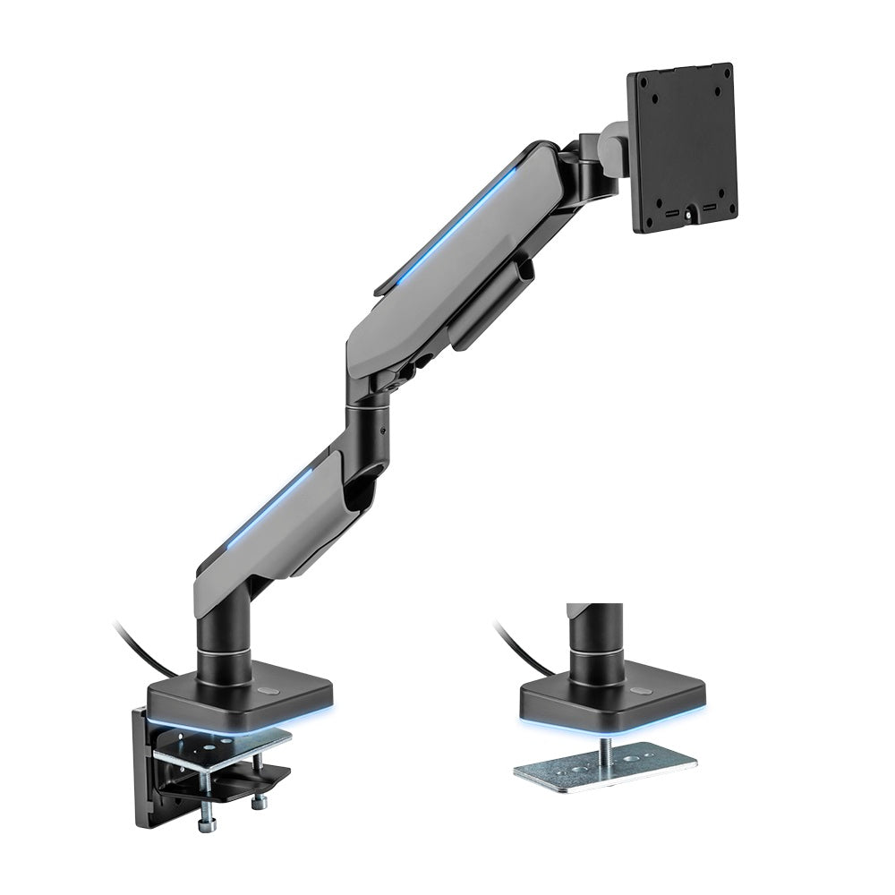 Brateck Single Heavy-Duty RGB Gaming Monitor Arm Fit Most 17'-49' Monitor VESA 75x75,100x100-0