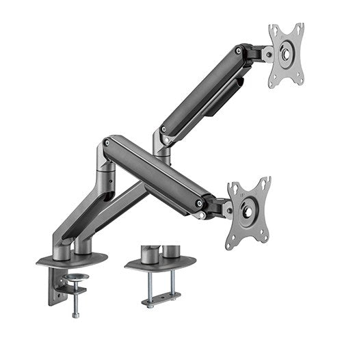 Brateck Dual Monitor Economical Spring-Assisted Monitor Arm Fit Most 17'-32' Monitors, Up to 9kg per screen VESA 75x75/100x100 Space Grey-0