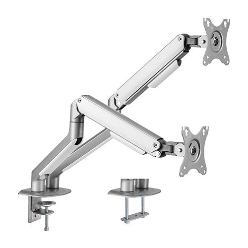 Brateck Dual Monitor Economical Spring-Assisted Monitor Arm Fit Most 17'-32' Monitors, Up to 9kg per screen VESA 75x75/100x100 Matte Grey-0