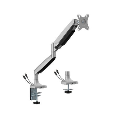 BrateckLDT82-C012UCE SINGLE SCREEN HEAVY-DUTY MECHANICAL SPRING MONITOR ARM WITH USB PORTS For most 17'~45' Monitors, Matte Silver(New)-0