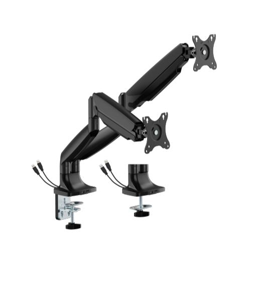 BrateckLDT82-C024UCE SCREEN HEAVY-DUTY MECHANICAL SPRING MONITOR ARM WITH USB PORTS For most 17'~35' Monitors, Matte Black(New)-0