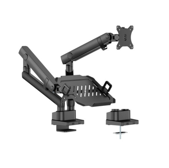 Brateck LDT84-C024ML-B POLE-MOUNTED HEAVY-DUTY MECHANICAL SPRING MONITOR ARM WITH LAPTOP TRAY BLACK (new)-0