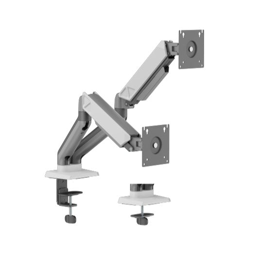 Brateck LDT88-C024 DUAL SCREEN RUGGED MECHANICAL SPRING MONITOR ARM For most 17'~32' Monitors, Space Grey & White (New)-0