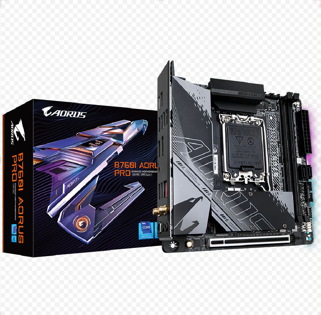 Gigabyte B760I AORUS PRO 1.1 Intel LGA 1700 m-ITX Motherboard, 2x DDR5 ~96GB, 1x PCI-E x16, 2x M.2, 4x SATA, 5x USB 3.2, 2x USB 2.0, 1x Type-C-0