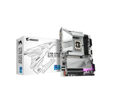 Gigabyte Z790 AORUS ELITE AX ICE Intel LGA 1700 ATX Motherboard, 4x DDR5 ~192GB, 3x PCI-E x16, 4x M.2, 6x SATA,  5x USB 3.2, 1x USB-C, 4x USB 2.0-0