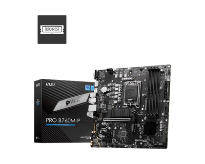 MSI PRO B760M-P mATX Motherboard, 4x DDR5~192GB, 1x PCI-E x 16, 2x PCI-E x 1,  2x M.2, 4x SATA, 1x USB 3.2 , 4x USB 2.0, 1x USB-C-0