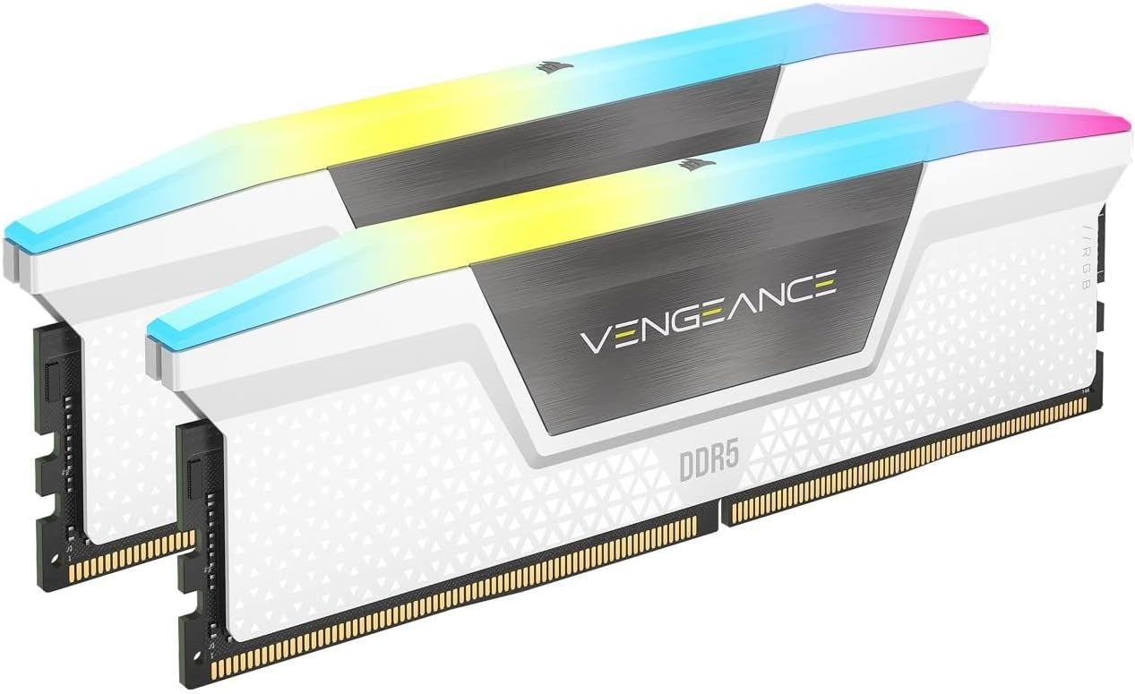 Corsair Vengeance RGB 32GB (2x16GB) DDR5 UDIMM 6400MHz C36 1.35V Desktop Gaming Memory White-0