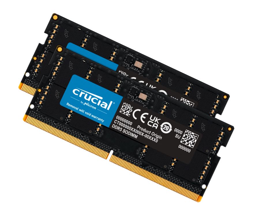 Crucial 32GB (2x16GB) DDR5 SODIMM 4800MHz C40 1.1V Notebook Laptop Memory ~CT2K16G56C46S5-0