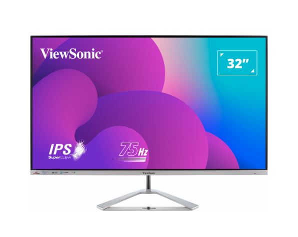 ViewSonic 32' Office Professional Stylish Elegant & Ultra Thin bezel, SuperClear IPS  4ms, FHD, HDMI, DP, VGA, Speakers, Low Energy 26w, V100, Monitor-0