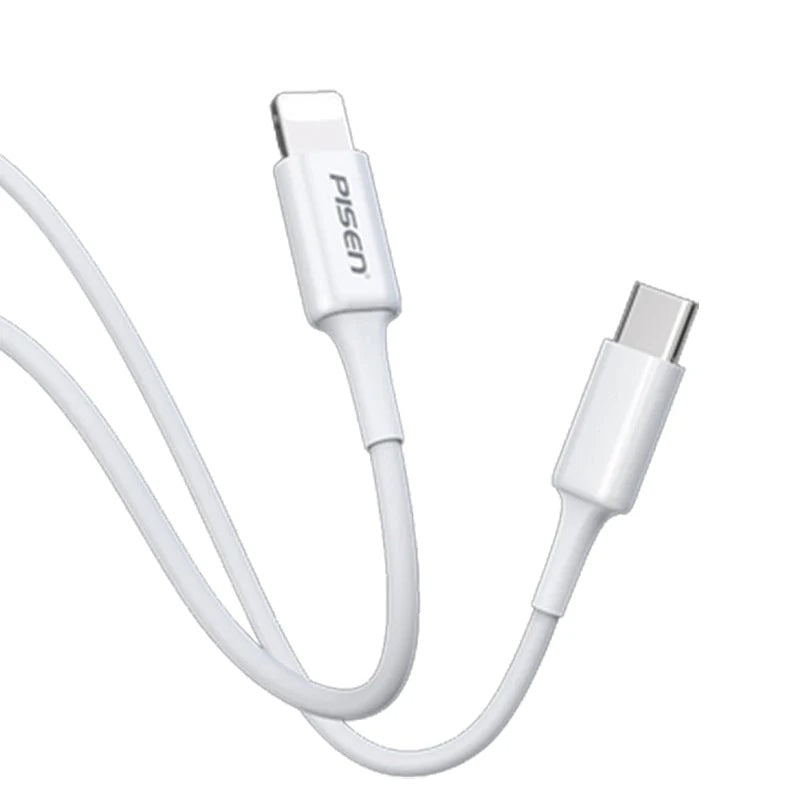 Pisen Mr White Lightning to USB-C PD Fast Charge Cable (2M) White - Support Data Sync, Durable, Samsung Galaxy,Apple iPhone,iPad,MacBook,Google,OPPO-0