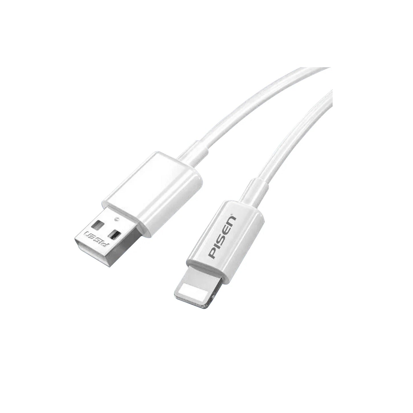 Pisen Lightning to USB-A Cable (1M) White - Support Safe Charge 2.4A, Stretch-Resistant, Reinforced, Durable, Apple iPhone/iPad/MacBook-0